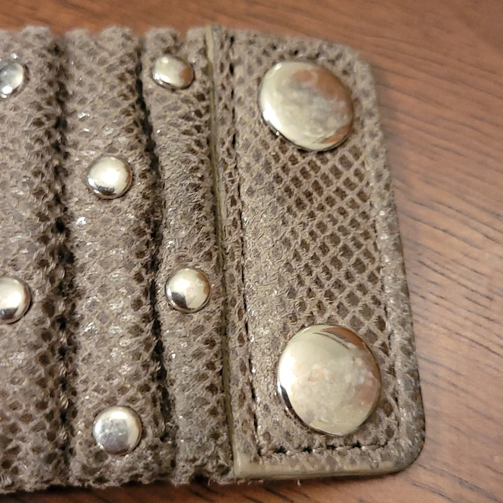 .Faux leather bracelet.  Snap closure,  8 inches,  silver metal studs. - Picture 6 of 6